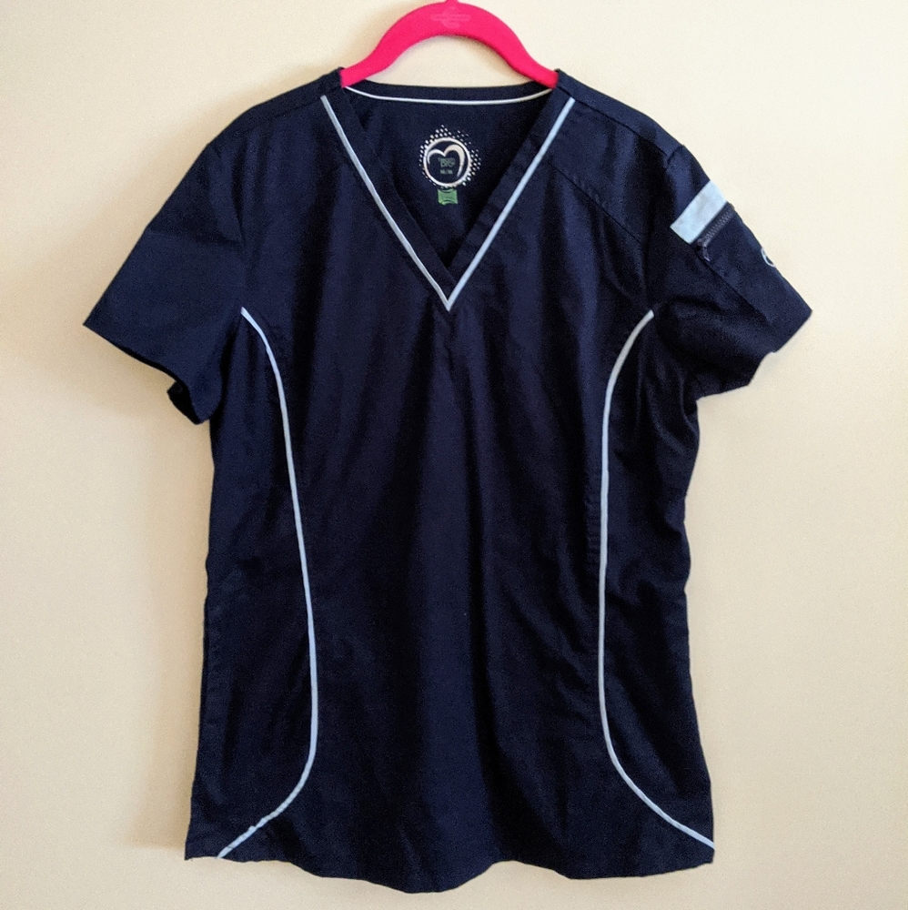 Women's Navy Scrub Top by Health Pro